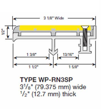 Wooster WP-RN3-A Spectra Profiles For New Concrete Stairs Two Stage Sections Base With Wood