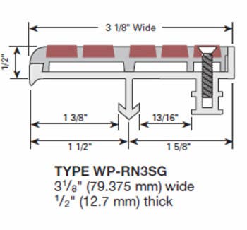 Wooster WP-RN3-A Supergrit Profiles For New Concrete Stairs And For Steel Pan Two Stage Sections Base With Wood