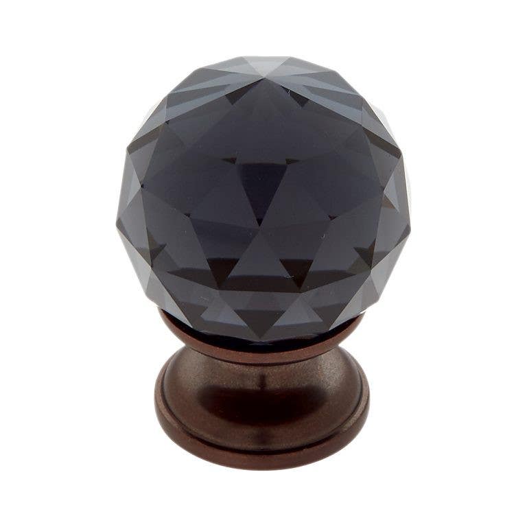 JVJ Hardware 30 mm Pure Elegance Collection Round Faceted 31% Leaded Smoked Crystal Knob