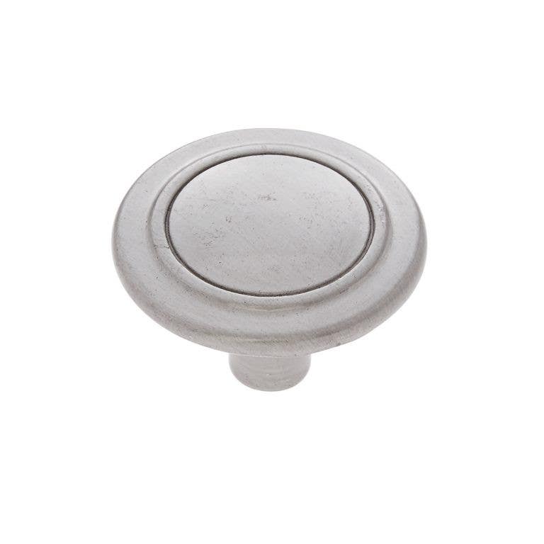 JVJ Hardware 1-1/4" Vintage Collection Ringed Knob, Satin Nickel Finish