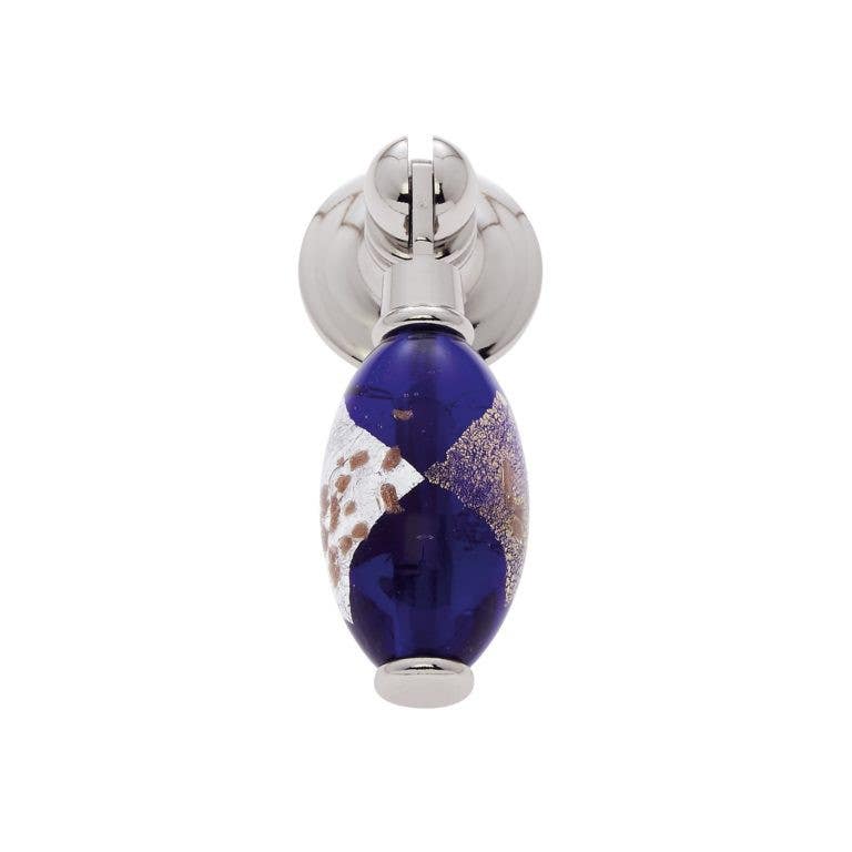 JVJ Hardware 30 mm Murano Collection Blue Pendant Pull, Composition Glass and Solid Brass