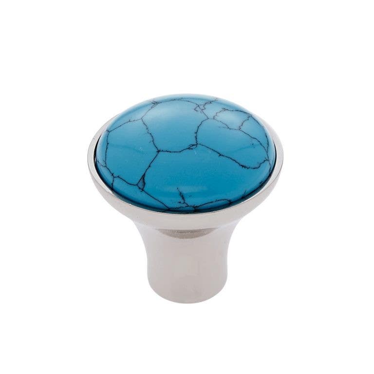 JVJ Hardware 30 mm Murano Collection Turquoise Knob, Composition Turquoise and Solid Brass