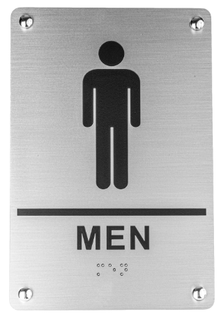 Linnea SGN-ADA-M-SSS Door Sign, Men, Satin Stainless Steel