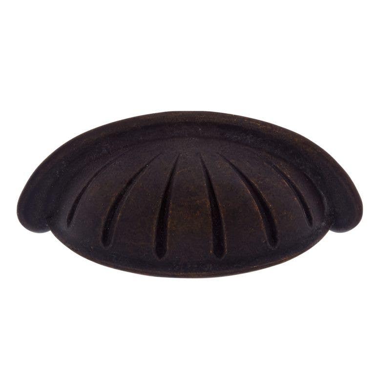 JVJ Hardware 3" c/c Bedrock Collection Scalloped Cup Pull, Composition Zamac