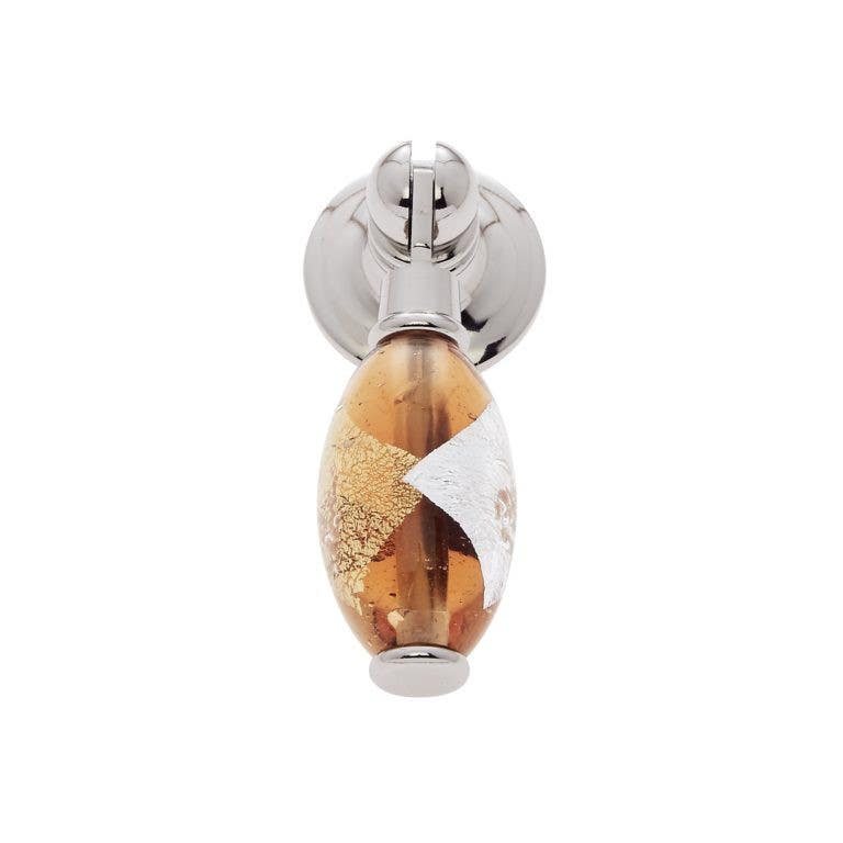 JVJ Hardware 30mm Murano Collection Orange Pendant Pull, Composition Glass and Solid Brass