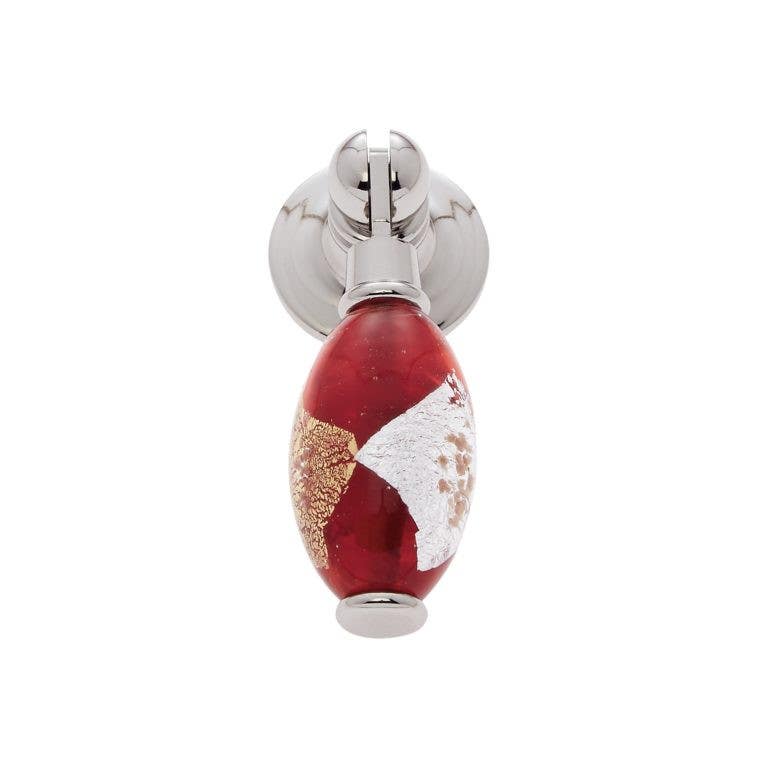 JVJ Hardware 30mm Murano Collection Red Pendant Pull, Composition Glass and Solid Brass