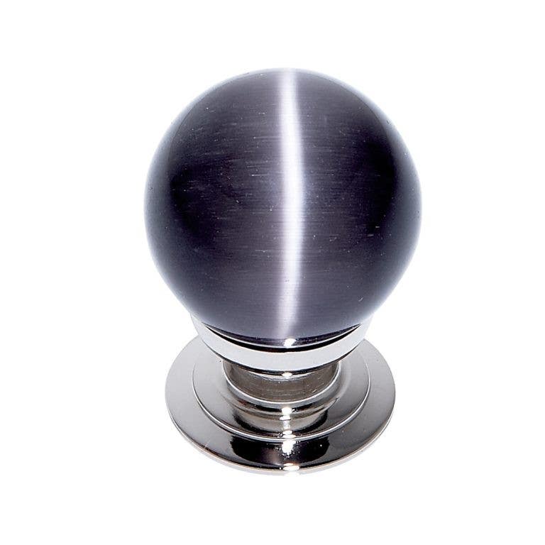 JVJ Hardware 30mm Cat's Eye Collection Grey Knob, Composition Glass and Solid Brass