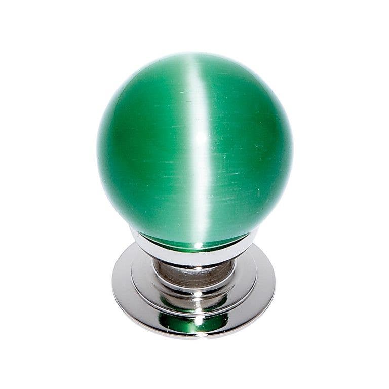 JVJ Hardware 30mm Cat's Eye Collection Green Knob, Composition Glass and Solid Brass