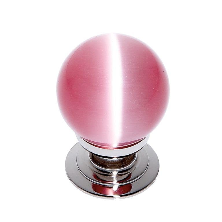 JVJ Hardware 30mm Cat's Eye Collection Pink Knob, Composition Glass and Solid Brass