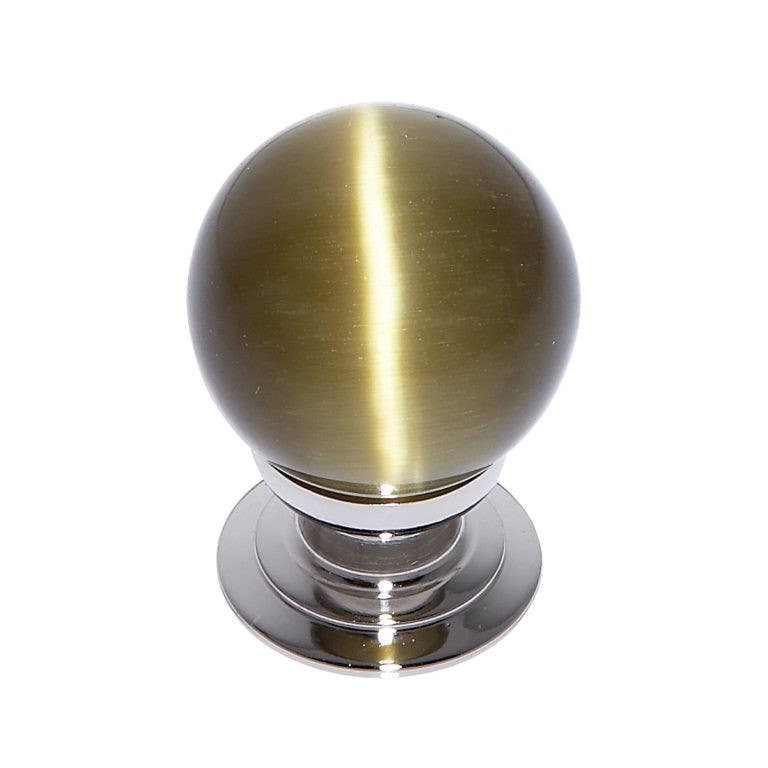 JVJ Hardware 30mm Cat's Eye Collection Amber Knob, Composition Glass and Solid Brass