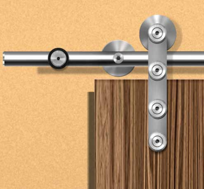 ABP-Beyerle 110 Flatec IV Series Barn Door Hardware Set for Wooden Doors, Finish-Satin Stainless Steel