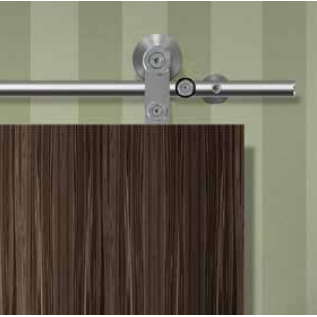 ABP-Beyerle 110 Flatec VI Series Barn Door Hardware Set for Wooden Doors, Finish-Black Powdered