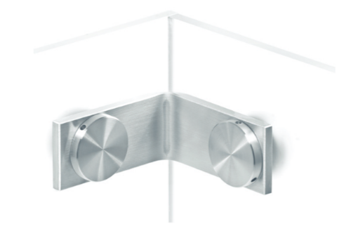 ABP-Beyerle USO27 Flatec Connector Inner Angle Glass-Glass, Material-Satin Stainless Steel