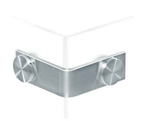 ABP-Beyerle USO274EF-AB Flatec 90°- Connector (Outer Angle), Glass-Glass, Material-Satin Stainless Steel