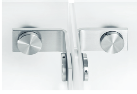 ABP-Beyerle USO273EF Flatec T-Connector (90°-Angle), Glass-Glass, Material-Satin Stainless Steel