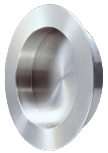 ABP-Beyerle GM70-4EF Flush Pull Rondo, For Glass And Glass Wooden Door, Wide Border, Satin Stainless Steel, Thickness-5/32"