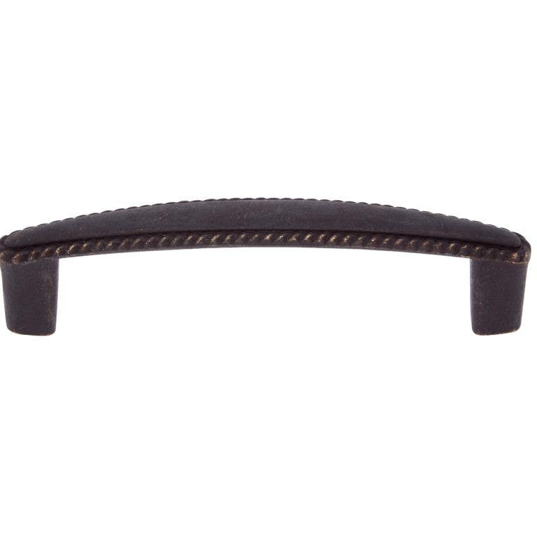 JVJ Hardware 96mm Lone Star Collection Roped Pull, Rust Finish, Composition Zamac