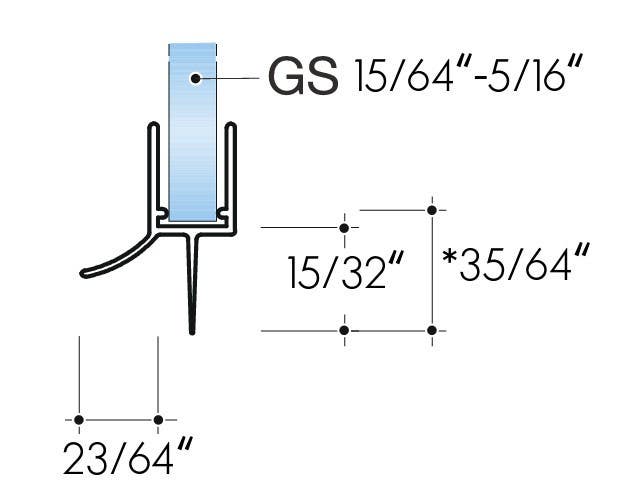 ABP-Beyerle DTB 2820K Glass Door Sealing, Glass - Wall, 90°, Material-PVC Hard/Soft