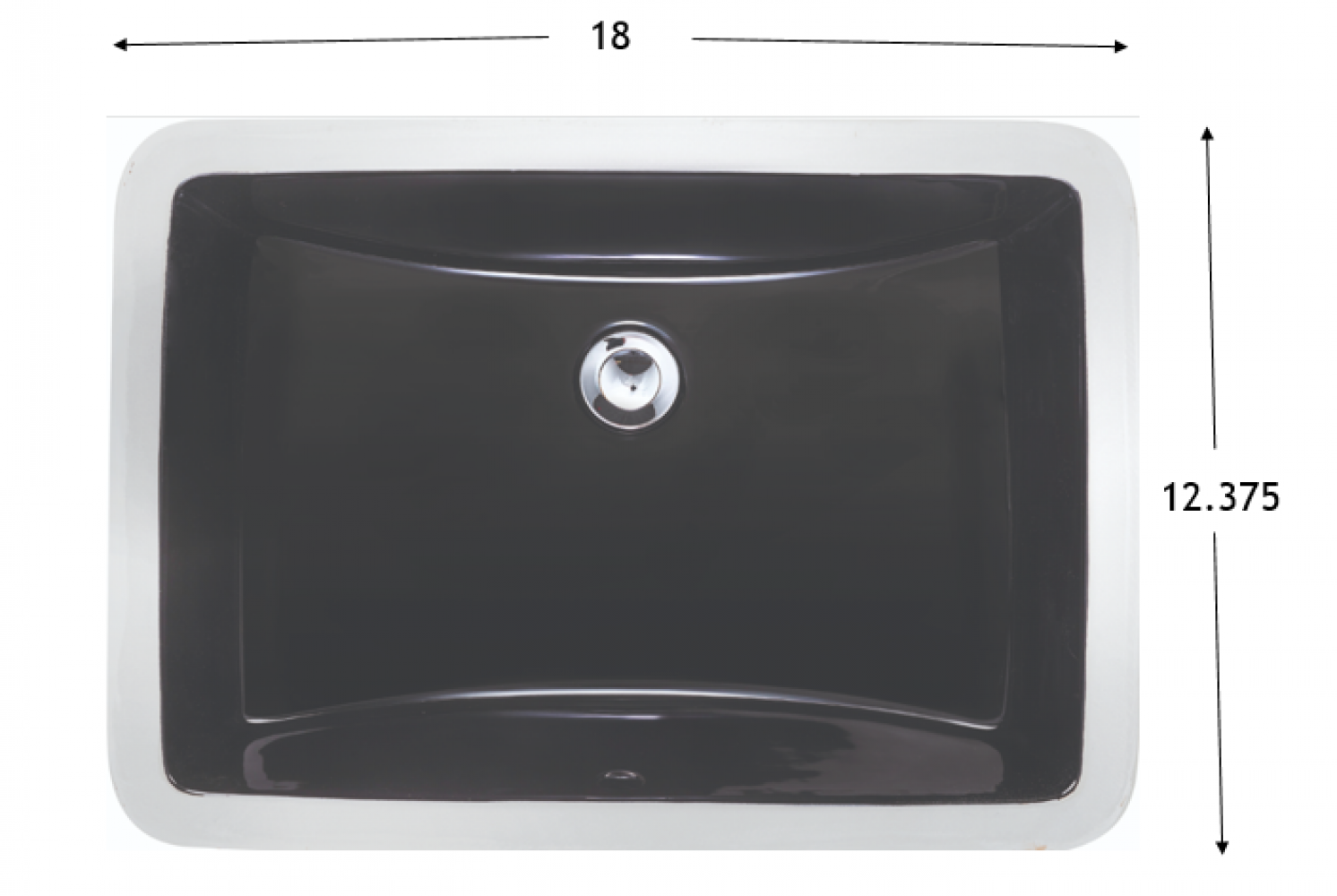 American Imaginations AI-34629 18-in. W 12.375-in. D CSA Certified Rectangle Bathroom Undermount Sink Black Color