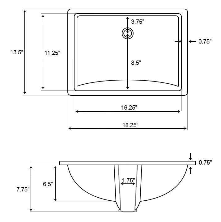 American Imaginations AI-34376 18.25-in. W 13.5-in. D CUPC Certified Rectangle Bathroom Undermount Sink Biscuit Color