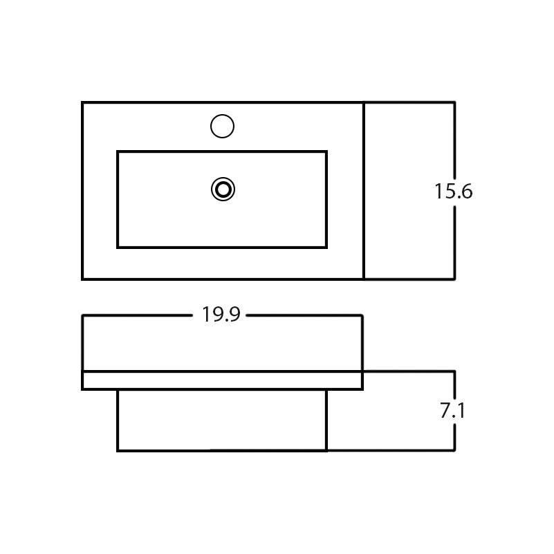 American Imaginations AI-28554 19.9-in. W 16.6-in. D Ceramic Top White Color 1 Hole Faucet