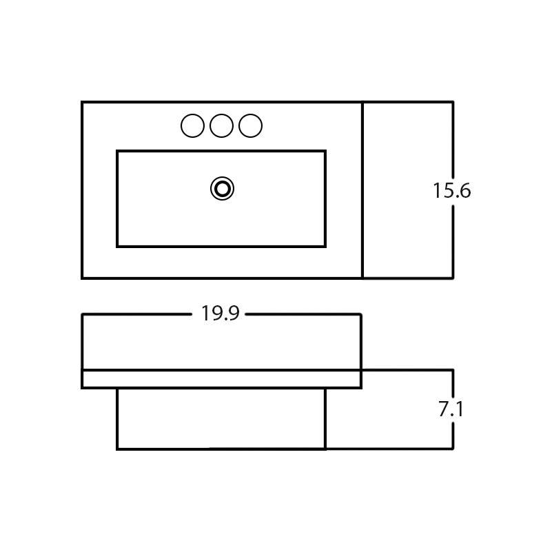 American Imaginations AI-28604 19.9-in. W 16.6-in. D Ceramic Top White Color 3H4-in. Faucet