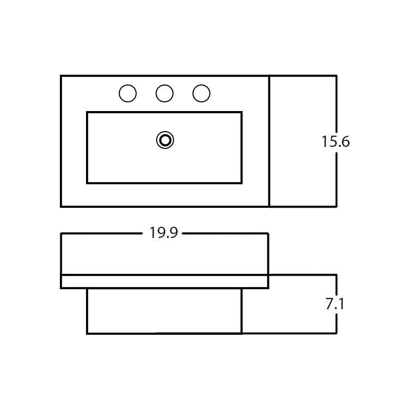 American Imaginations AI-28612 19.9-in. W 16.6-in. D Ceramic Top White Color 3H8-in. Faucet