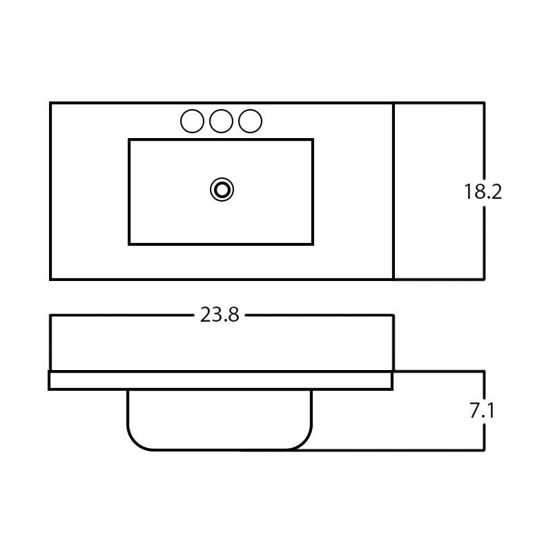 American Imaginations AI-28637 23.8-in. W 18.2-in. D Ceramic Top White Color 3H4-in. Faucet