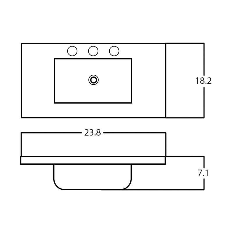 American Imaginations AI-28646 23.8-in. W 18.2-in. D Ceramic Top White Color 3H8-in. Faucet