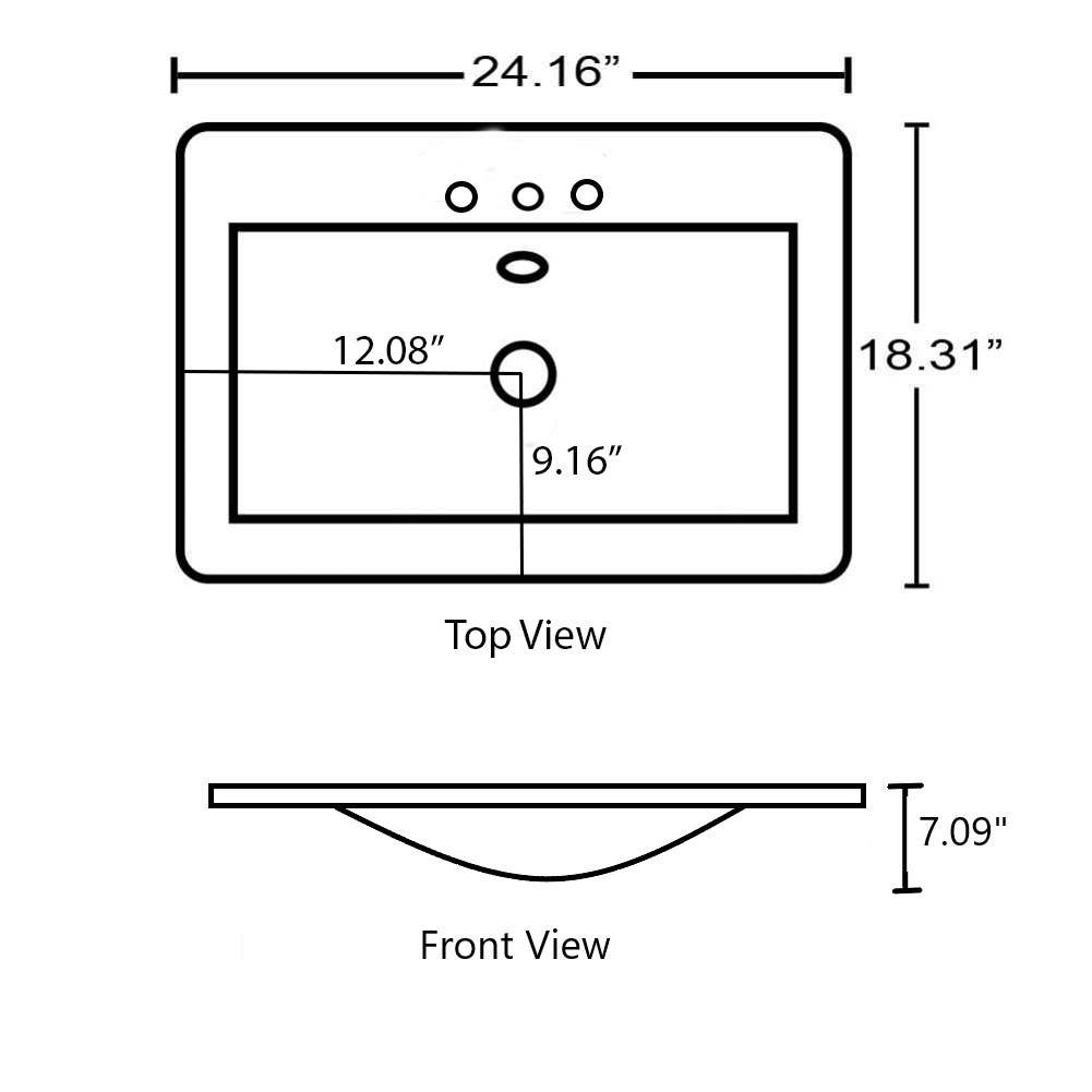 American Imaginations AI-29081 24.16-in. W 18.31-in. D Ceramic Top White Color 3H4-in. Faucet