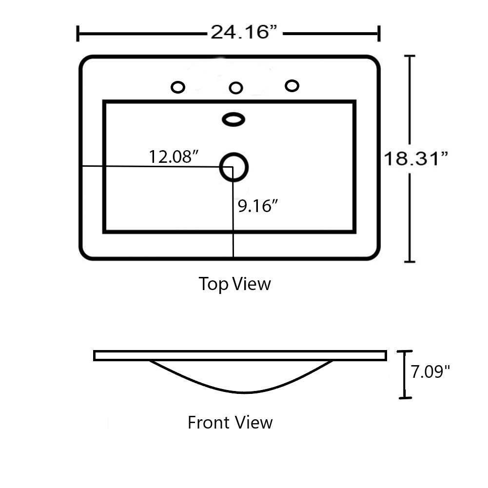 American Imaginations AI-29082 24.16-in. W 18.31-in. D Ceramic Top White Color 3H8-in. Faucet