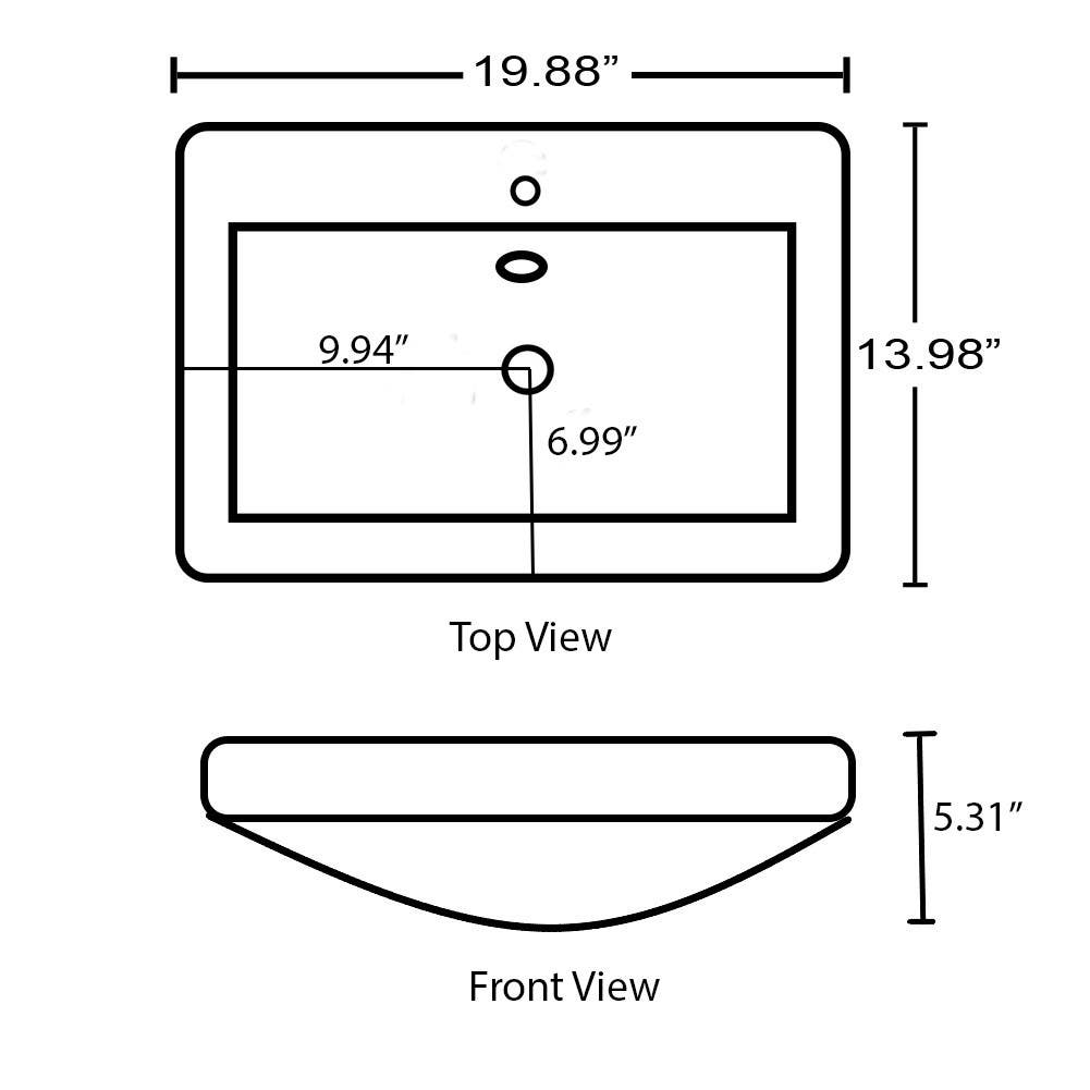 American Imaginations AI-29083 19.88-in. W 13.98-in. D Ceramic Top White Color 1 Hole Faucet