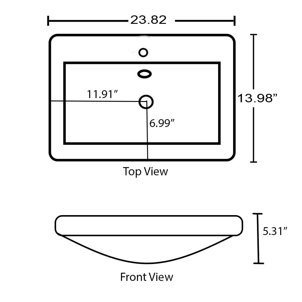 American Imaginations AI-29084 23.82-in. W 13.98-in. D Ceramic Top White Color 1 Hole Faucet