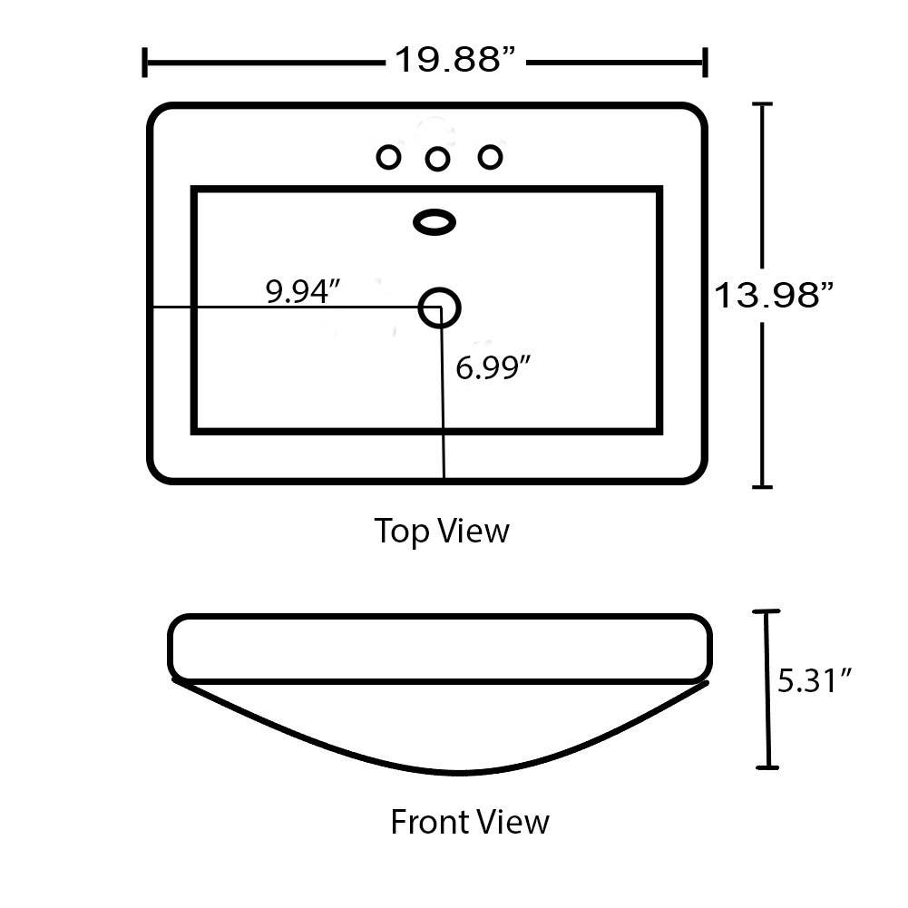 American Imaginations AI-29155 19.88-in. W 13.98-in. D Ceramic Top White Color 3H4-in. Faucet