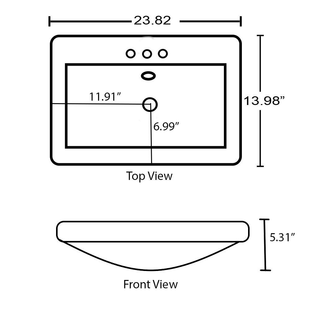American Imaginations AI-29158 23.82-in. W 13.98-in. D Ceramic Top White Color 3H4-in. Faucet