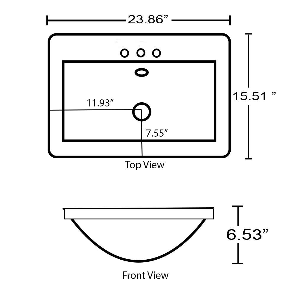 American Imaginations AI-29239 23.86-in. W 15.51-in. D Ceramic Top White Color 3H4-in. Faucet