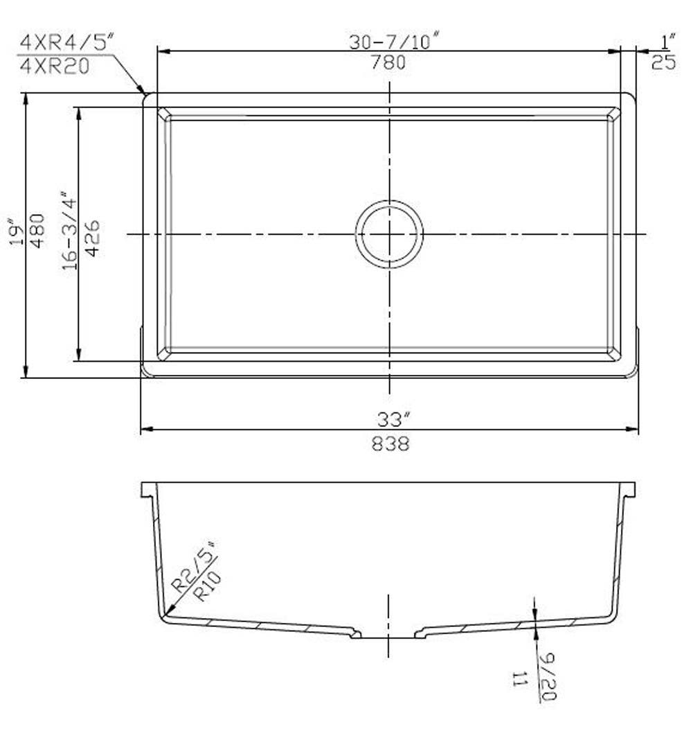 American Imaginations AI-29195 33-in. W CSA Approved Black Granite Composite Kitchen Sink With 1 Bowl