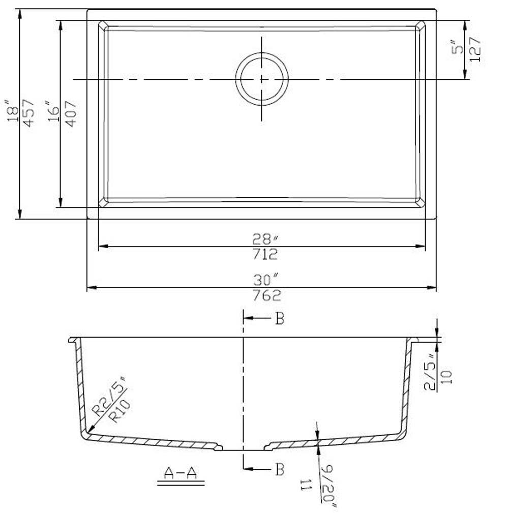 American Imaginations AI-29204 30-in. W CSA Approved Black Granite Composite Kitchen Sink With 1 Bowl