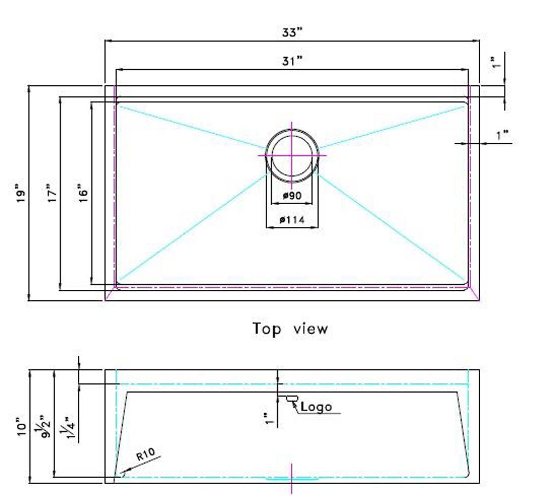 American Imaginations AI-29289 33-in. W CSA Approved Stainless Steel Kitchen Sink With 1 Bowl And 16 Gauge
