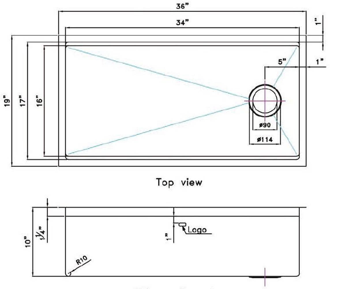 American Imaginations AI-29297 36-in. W CSA Approved Stainless Steel Kitchen Sink With 1 Bowl And 16 Gauge
