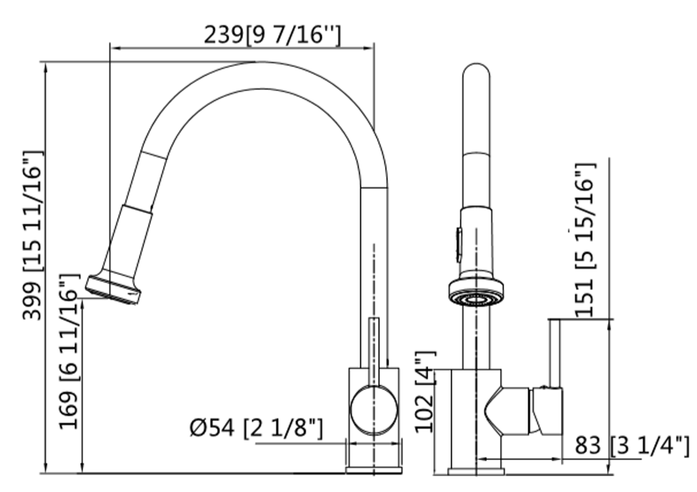 American Imaginations AI-29308 1 Hole CUPC Approved Stainless Steel Faucet Black Color