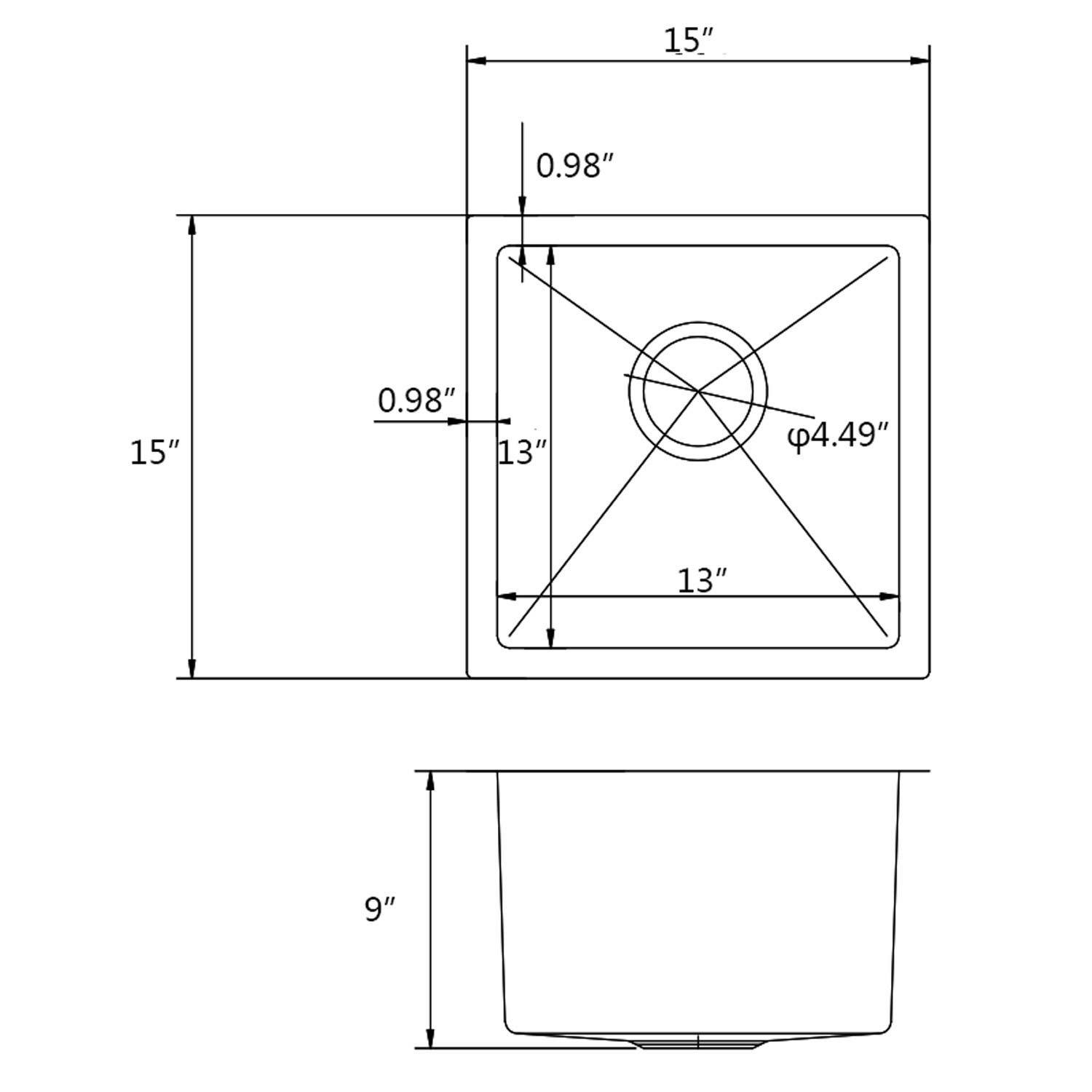 American Imaginations AI-31720 15-in. W CUPC Approved Brushed Nickel Laundry Sink With 1 Bowl And 18 Gauge