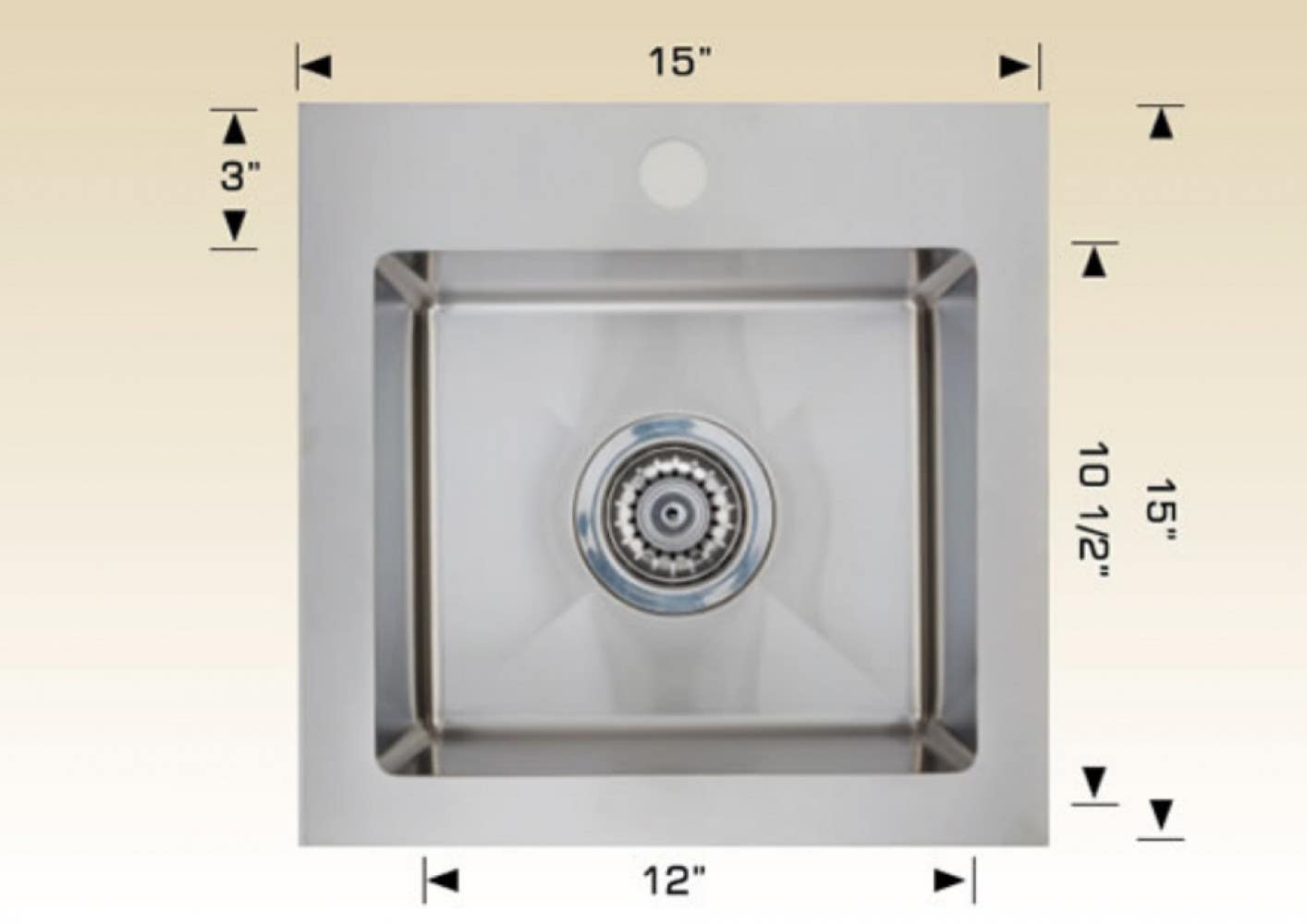 American Imaginations AI-34636 15-in. W CSA Approved Stainless Steel Laundry Sink With 1 Bowl And 18 Gauge