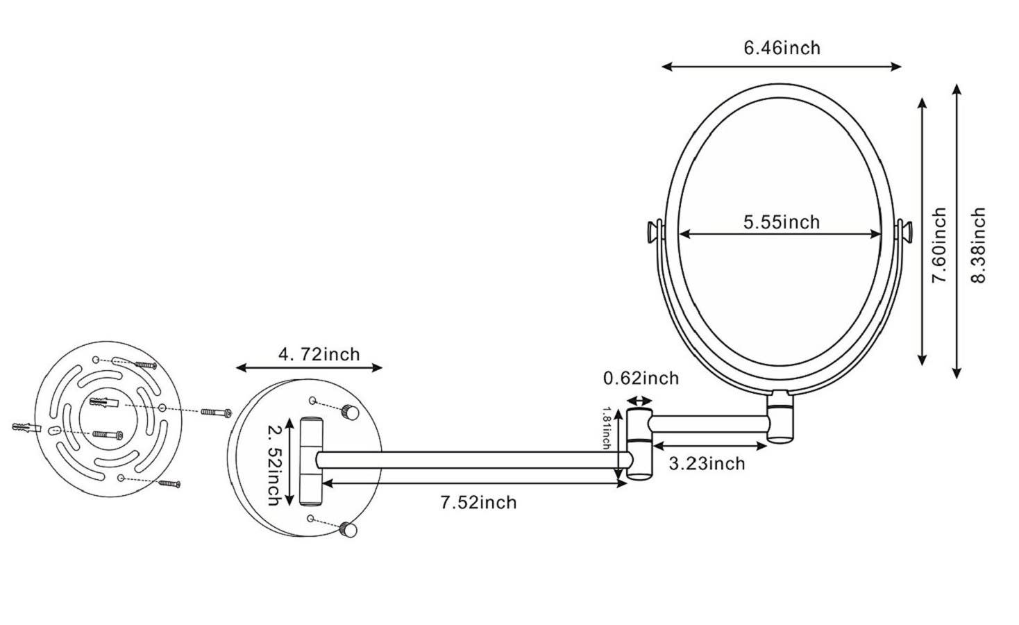 American Imaginations AI-29380 16.95-in. W Oval Stainless Steel Wall Mount Magnifying Mirror Brushed Nickel Color