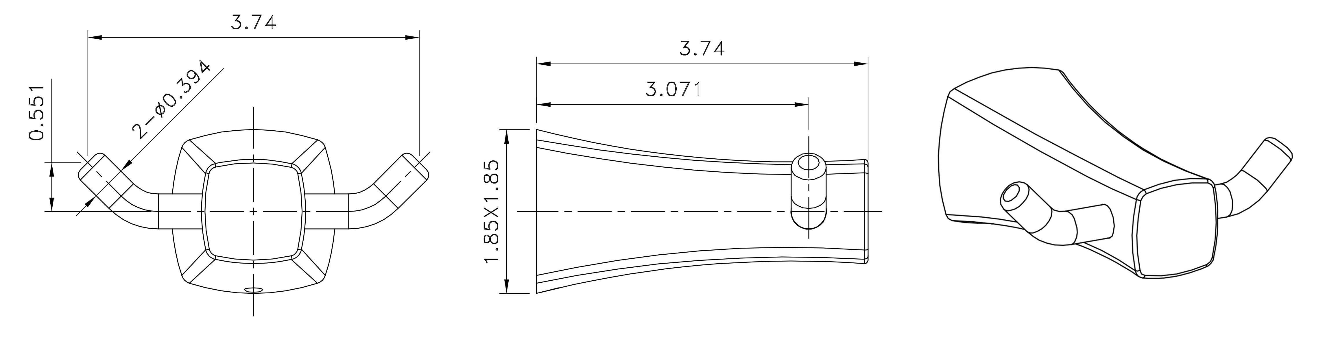 American Imaginations AI-34595 4.13-in. W Rectangle Stainless Steel Robe Hook Chrome