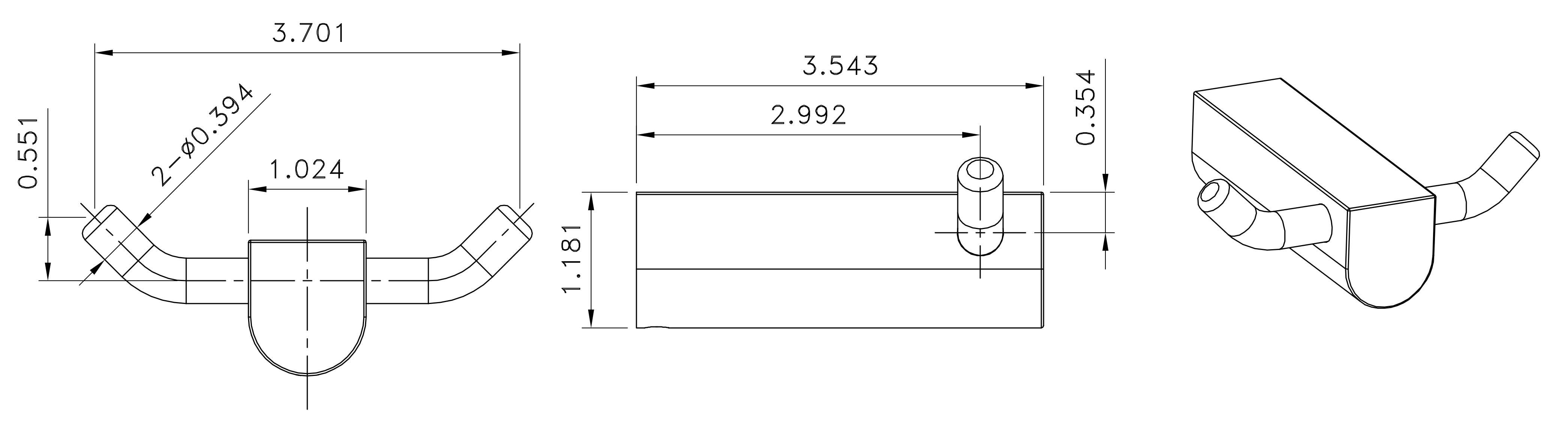 American Imaginations AI-34597 4-in. W Rectangle Stainless Steel Robe Hook Chrome