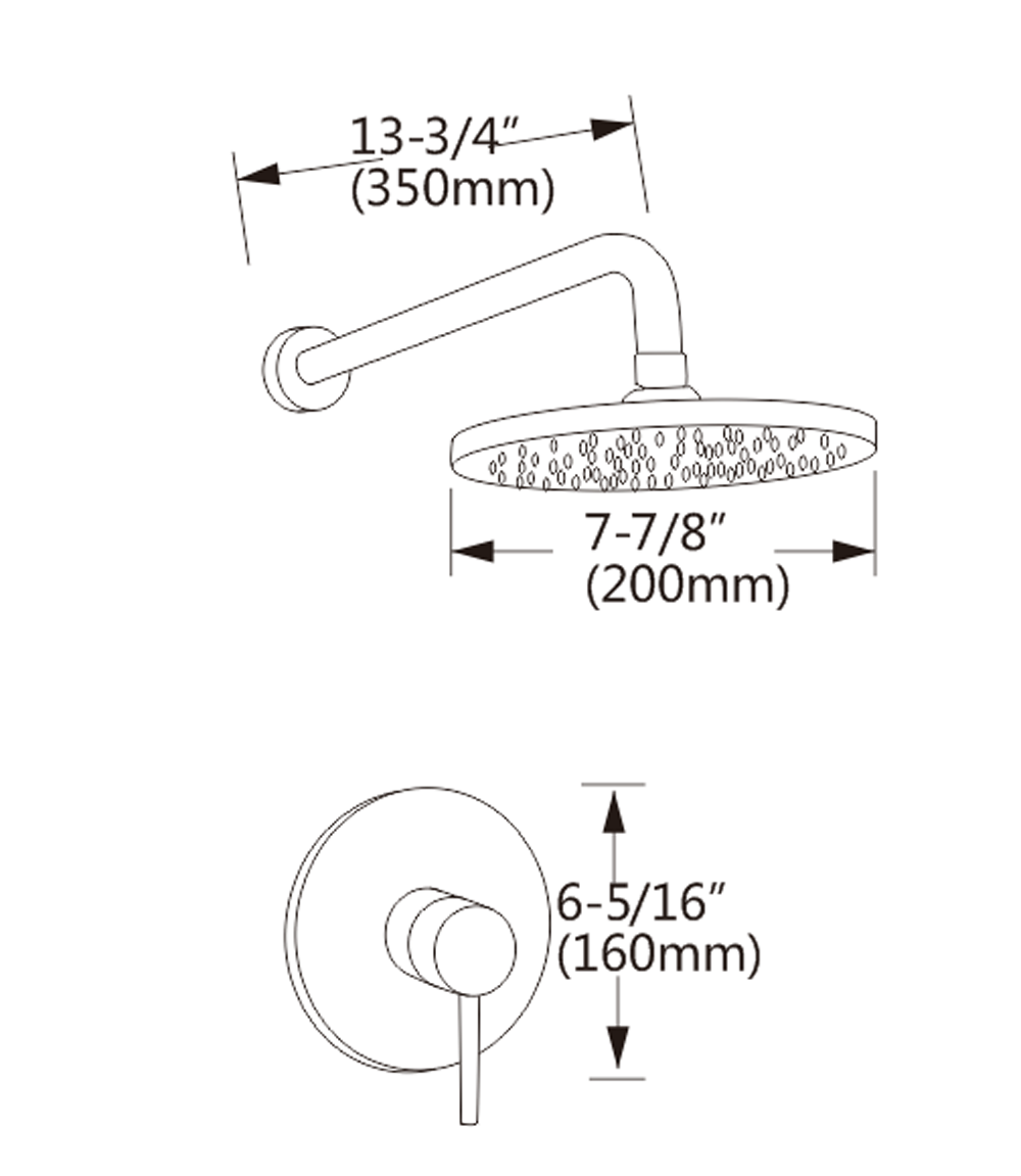American Imaginations AI-29316 Wall Mount Stainless Steel Shower Kit Chrome Color