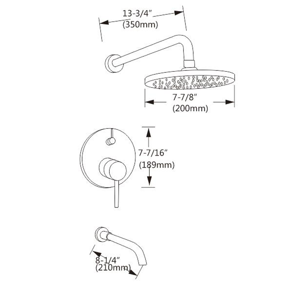American Imaginations AI-29317 Wall Mount Stainless Steel Shower Kit Chrome Color