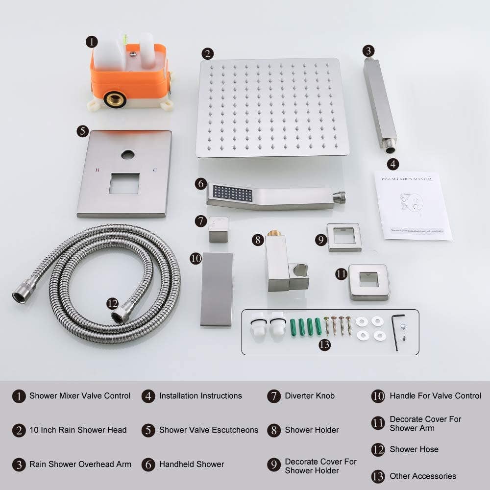 American Imaginations AI-34369 Wall Mount Stainless Steel Shower Kit Brushed Nickel Color