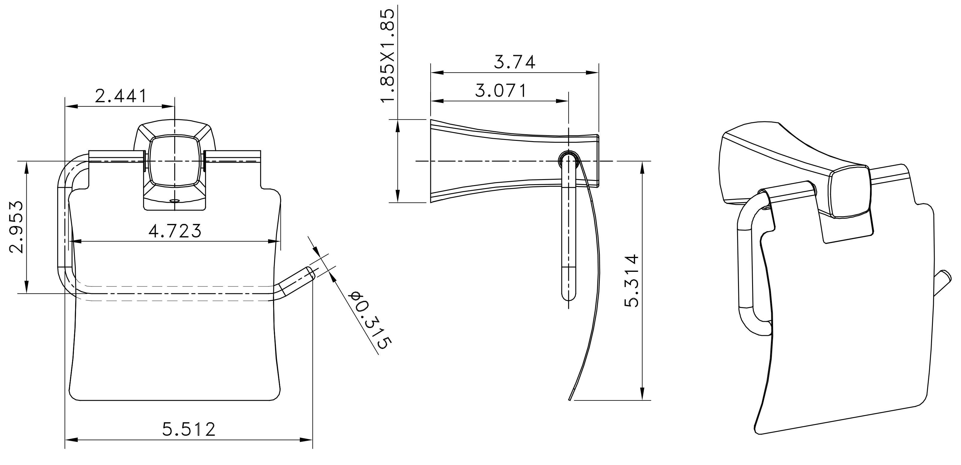 American Imaginations AI-34598 5.67-in. W Rectangle Stainless Steel Toilet Paper Roll Holder Chrome